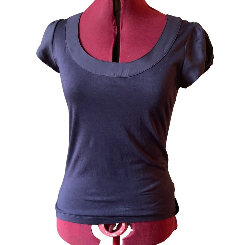 MEXX - dark purple Short satin puffed sleeves scoop satin neckline - small